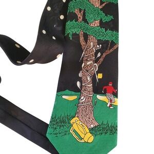 A. Rogers Mens Golf Novelty Silk Tie Black Green Funny Golfer‎ Tree Clubs 4x56